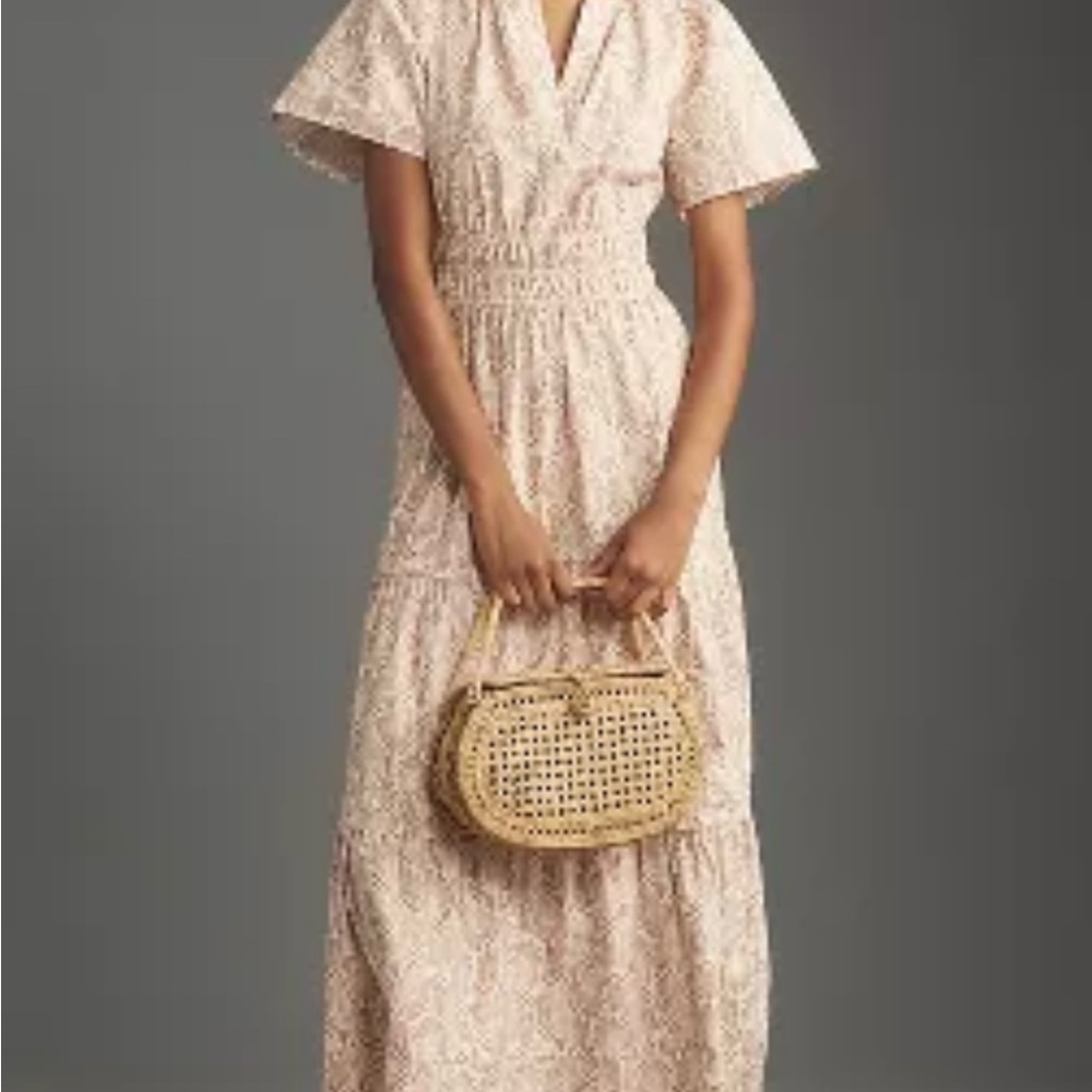 Anthropologie Short Sleeve Botanical Print Somerset Maxi Dress